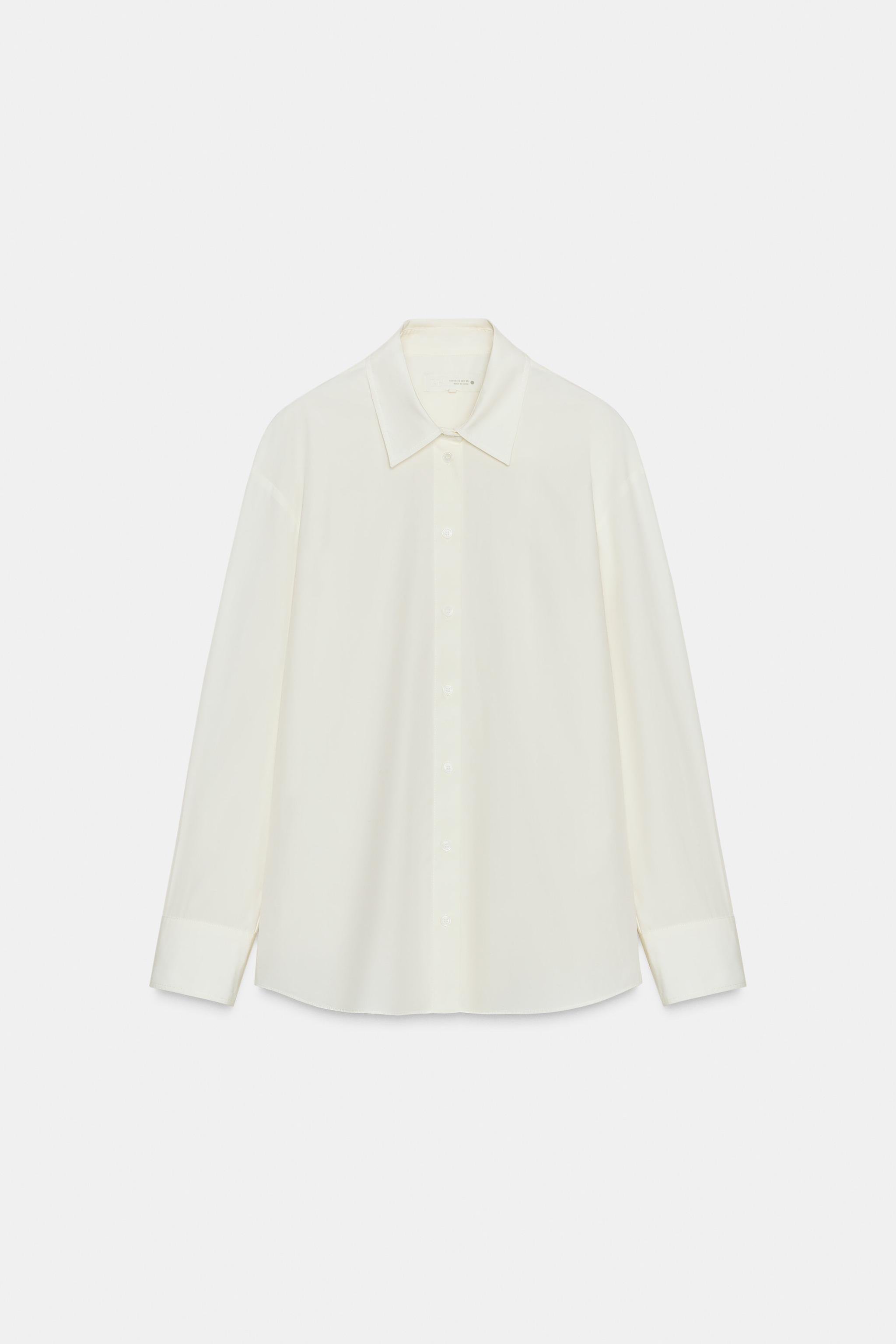 ZW COLLECTION FAUX FUR COLLAR POPLIN SHIRT